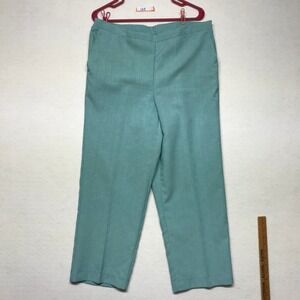 Alfred Dunner Seafoam Green Elastic Waist Textured Straight Leg Pants Size 16